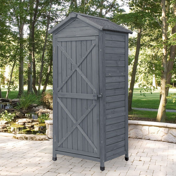 iYofe Outdoor Storage Wood Garden Shed, Outside Tool Shed